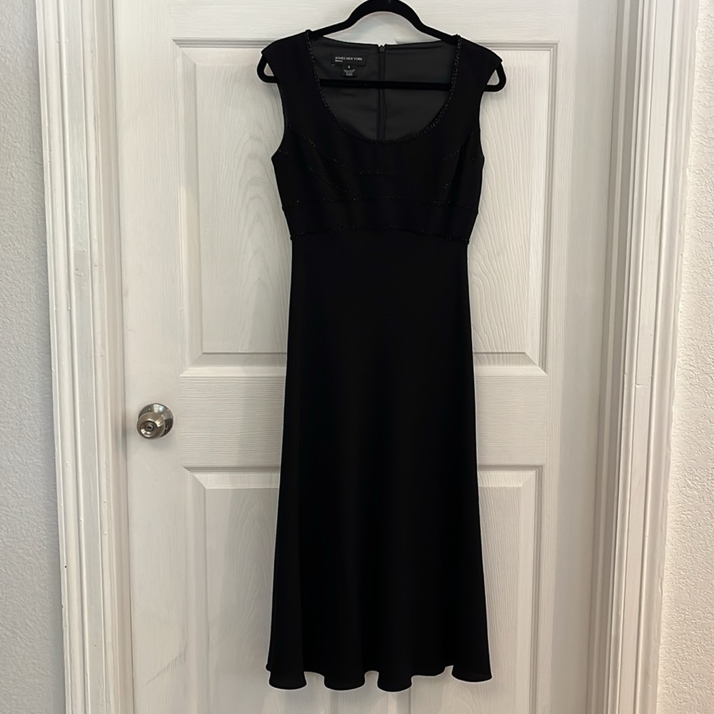 Vintage Jones New York Black Bias Cut Beaded Cocktail Dress - Picture 4 of 6